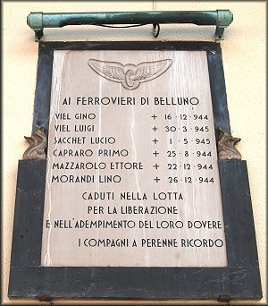 Gedenktafel am Bahnhof Belluno