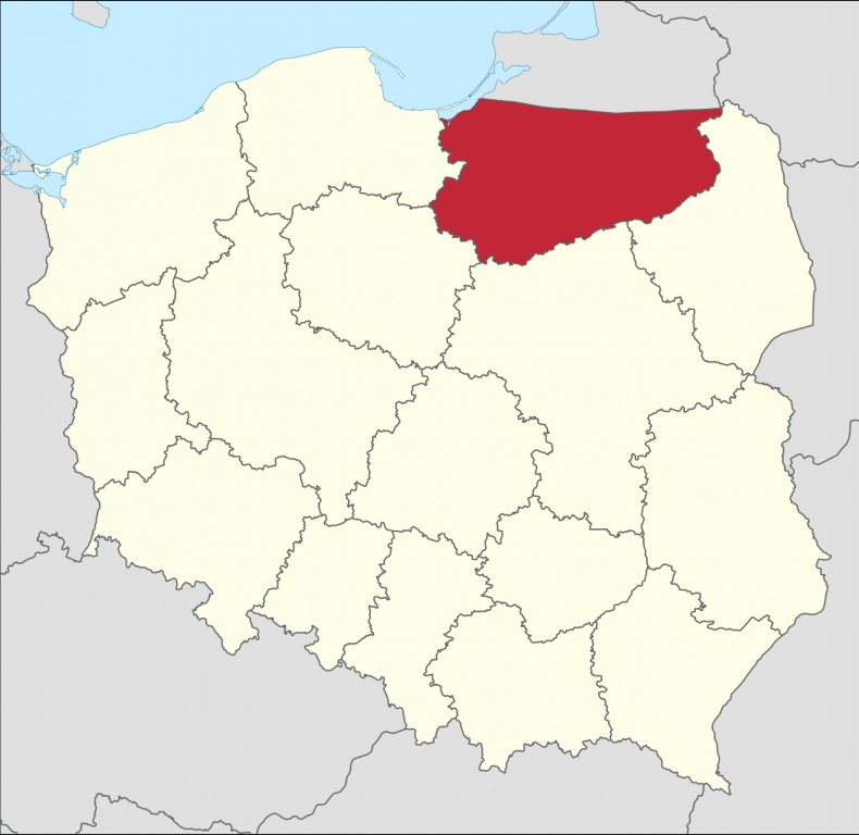 Lage der Woiwodschaft Ermland-Masuren in Polen (Quelle: de.wikipedia. © TUBS. CC BY-SA 3.0) Lage der Woiwodschaft Ermland-Masuren in Polen (Quelle: de.wikipedia. © TUBS. CC BY-SA 3.0)