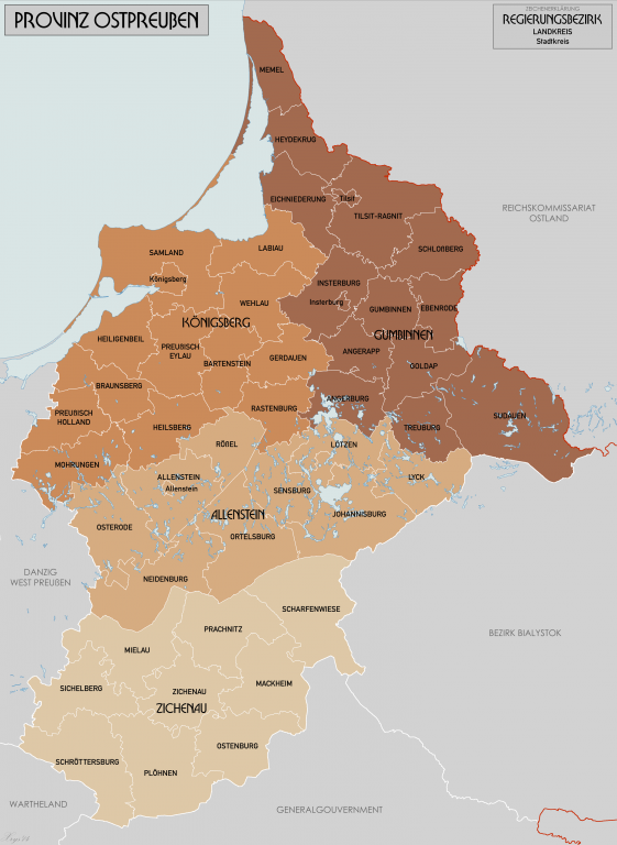 Provinz Ostpreu&szlig;en bis 1945 (Quelle: de.wikipedia &copy; XrysD - CC BY-SA 3.0)