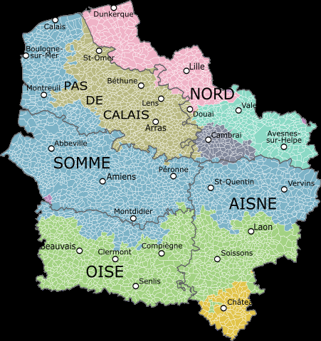 bisherige Regionen und Landschaften; Quelle: Oie blanche, Wikipedia