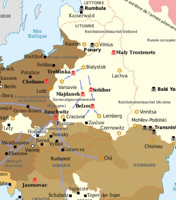 Deutsche Vernichtungslager und Mordstätten im besetzten Osteuropa; © Sémhur / Wikimedia Commons / CC BY-SA-3.0