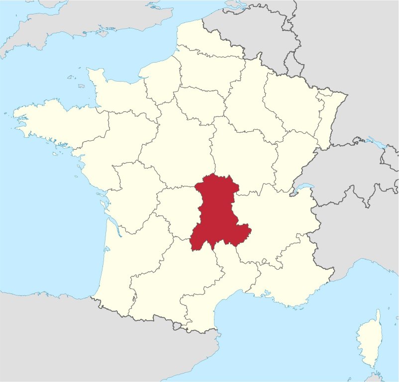 Lage der ehemaligen Region Auvergne; Quelle: Wikimedia Commons