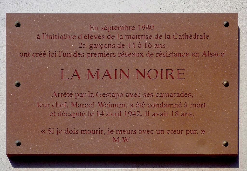 Gedenktafel La Main Noire/M. Weinum;  Foto: Claude Truong-Ngoc, Wikimedia Commons, CC-BY-SA-3.0