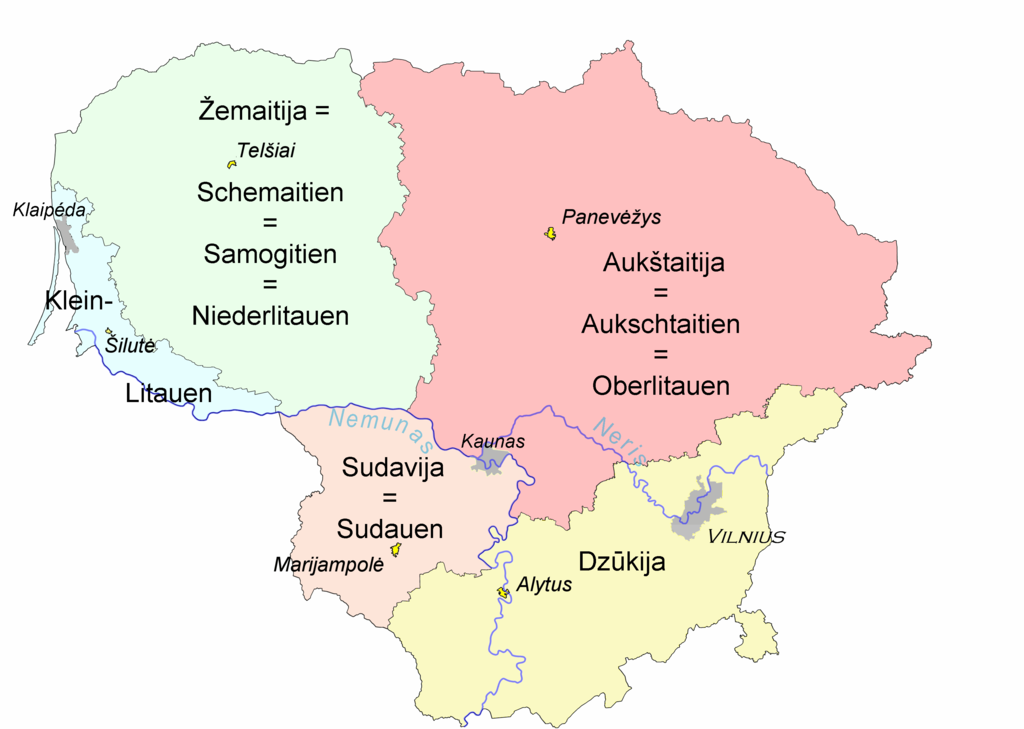 Historische Regionen Litauens (Wikimedia Commons)