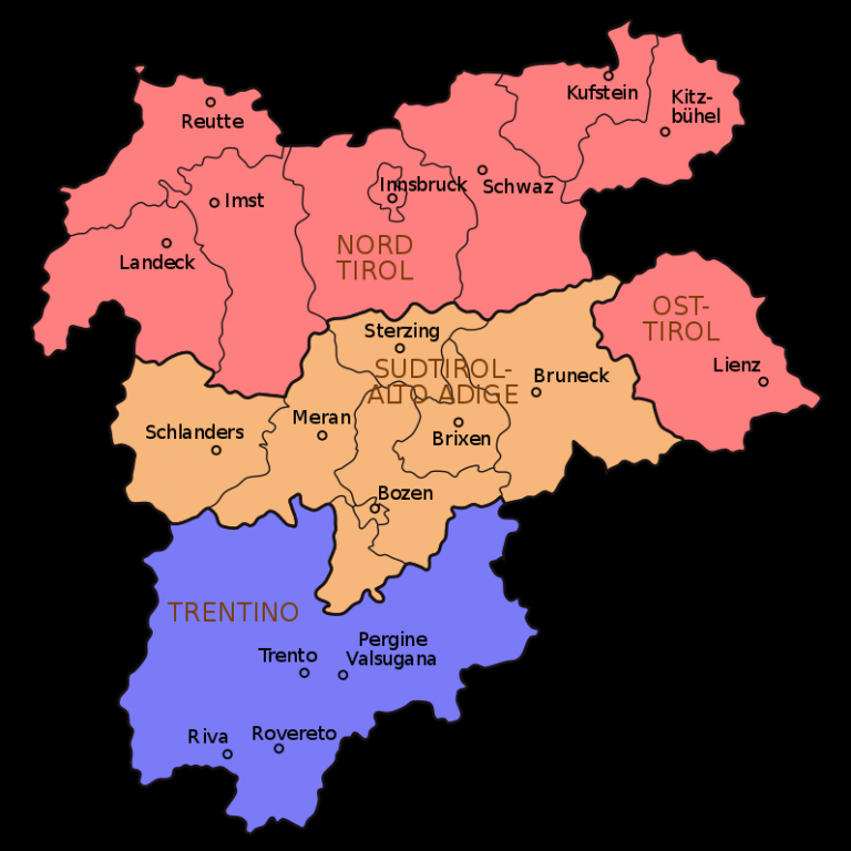 Karte Tirol-Südtirol-Trentino (Stand Mai 2009)  (wiki)