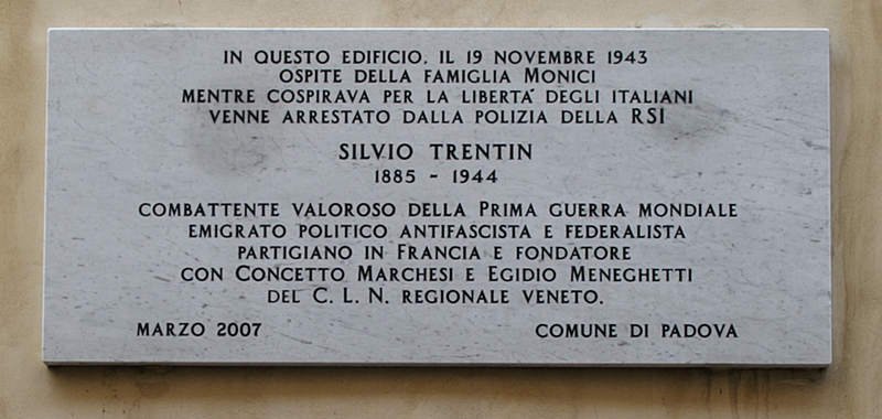 Gedenktafel für Silvio Trentin
