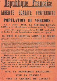 Plakat zur Wiederherstellung der Französischen Republik; © Musée de la Résistance et de la Déportation de l'Isère