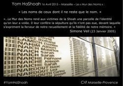Namen der Shoah-Opfer (Ausschnitt); Quelle: Crif Marseille