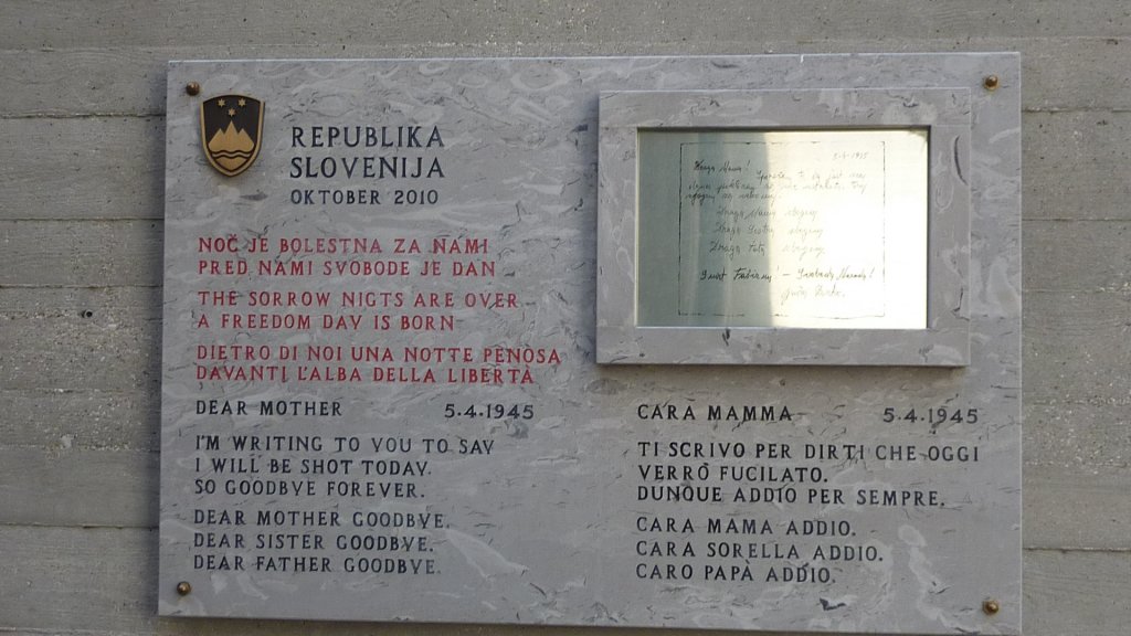 Gedenktafel für die slowenischen Opfer