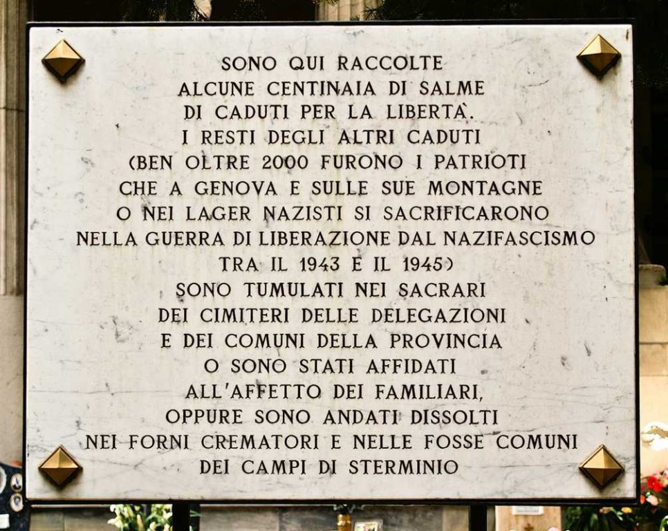 Gedenktafel im Friedhof Staglieno