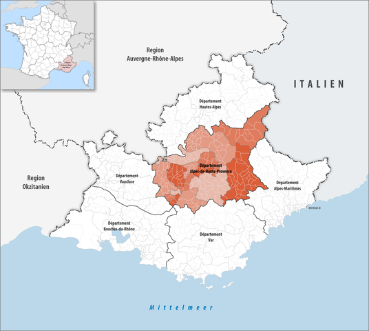  Lage des Departements in der Region PACA; Quelle: wikipedia