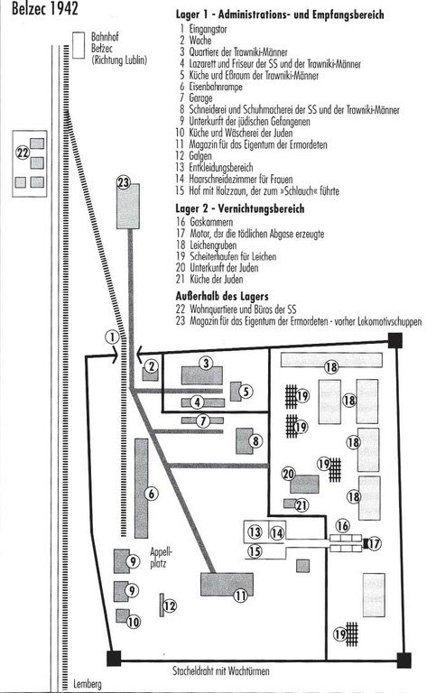 Karte des Vernichtungslagers; © Bildungswerk St. Hantz