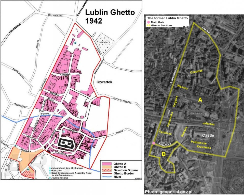 Karte des Ghettos Lublin; Quelle: deathcamps.org