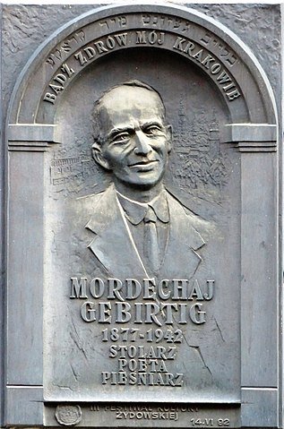 Mordechaj Gebirtig, Gedenktafel; Quelle: wikimedia commons