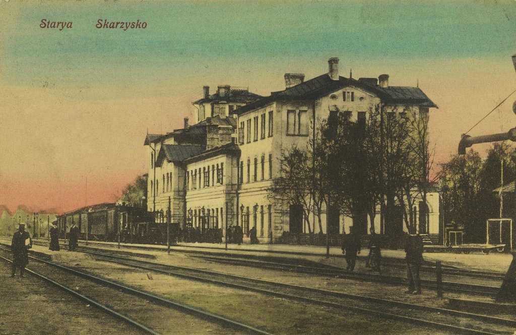 Bahnhofstation im Jahr 1909 (Quelle: Polnische Nationalbibliothek) Bahnhofstation im Jahr 1909 (Quelle: Polnische Nationalbibliothek)