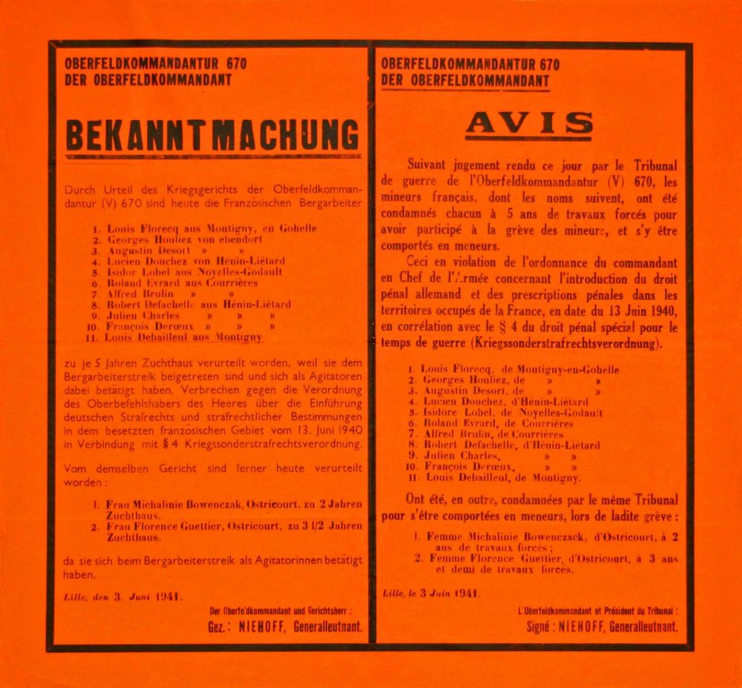Plakatanschlag General Niehoff, OFK 670 in Lille; Quelle: portail-pedagogique62.fr Plakatanschlag General Niehoff, OFK 670 in Lille; Quelle: portail-pedagogique62.fr