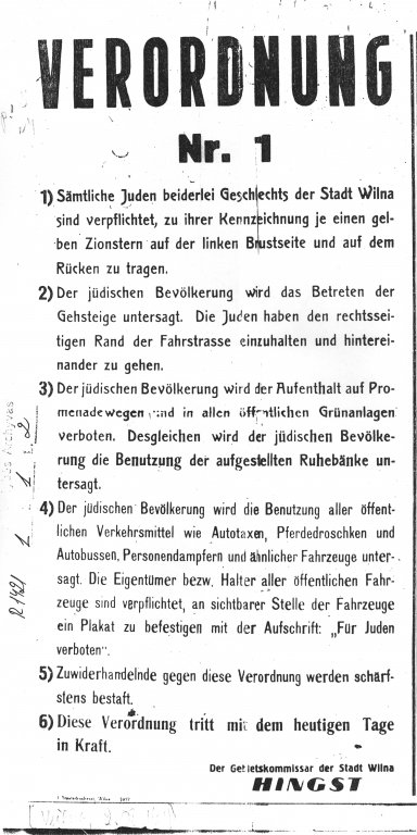 Verordnung Nr. 1 vom 2. August 1941