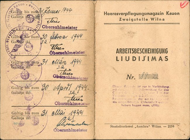 Ausweis einer litauischen Zwangsarbeiterin