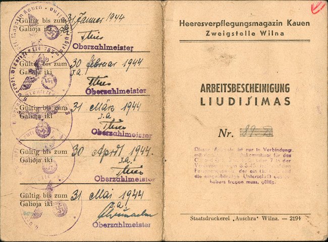 Ausweis einer litauischen Zwangsarbeiterin