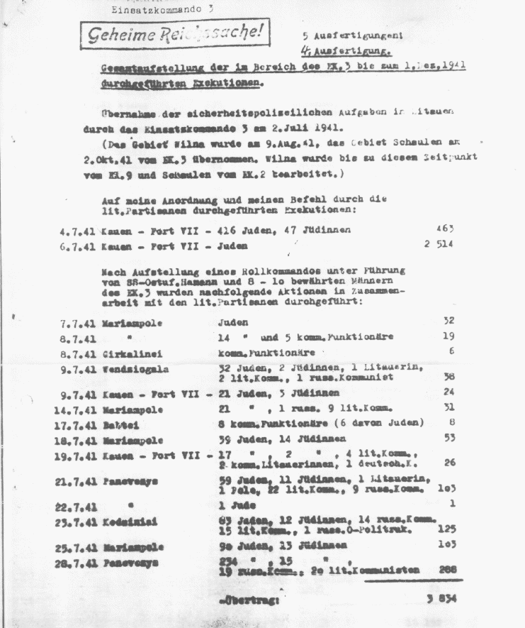 Jäger-Bericht Bl. 1 (BArch)