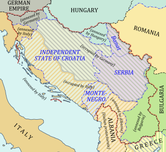 Karte Jugoslawiens mit den italienisch annektierten und besetzten Gebieten (wiki)