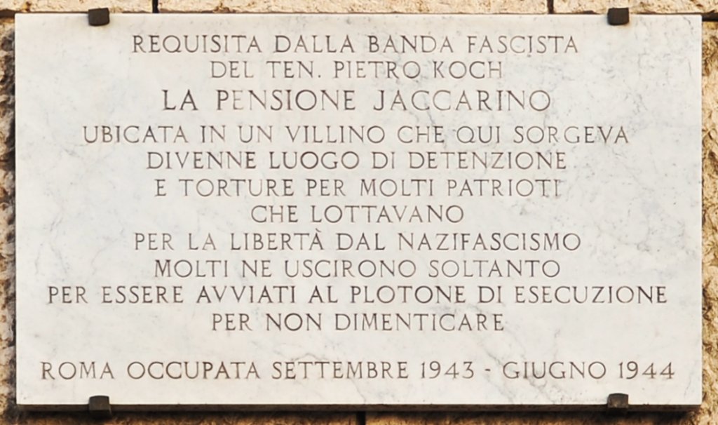 Gedenktafel an der Pensione Jaccarino