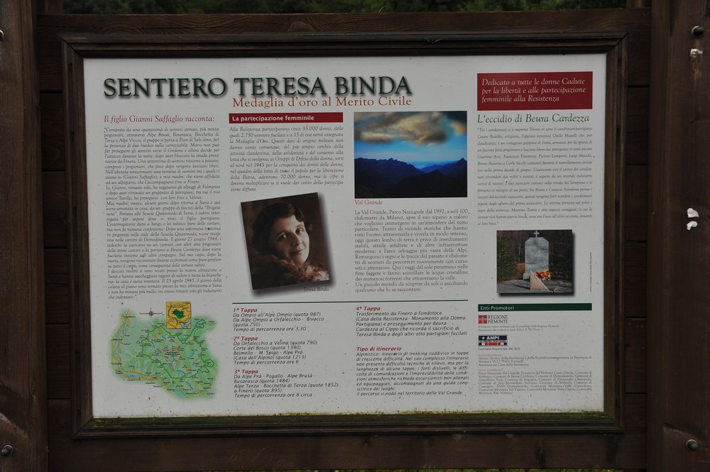 Infotafel zum Sentiero Teresa Binda