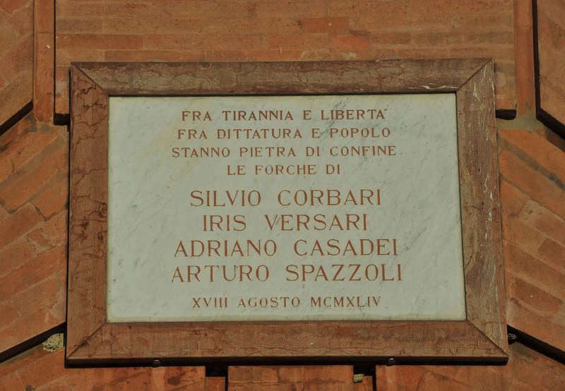 Gedenktafel für Silvio Corbari, Iris Versari, Adriano Casadei, Arturo Spazzoli
