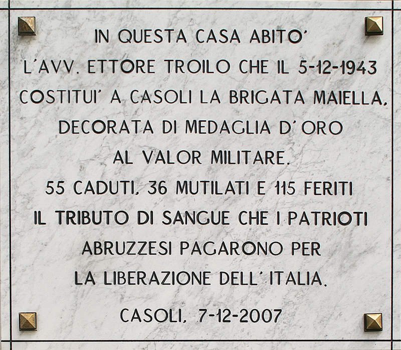 Gedenktafel zur Gründung in Casoli