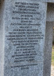 Friedhof: Gedenktafel an Gefangene*)